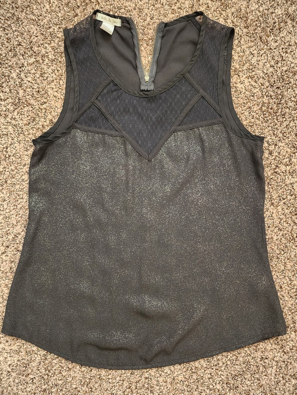 Metallic Black Sleeveless Tank Top